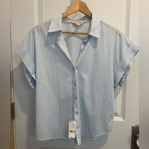 NWT Brooks Brothers Striped Short Sleeve Button Up Blouse Size 8/ Medium